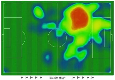 خريطة حرارية لتحركات عبدالرحمن غريب وسالم الدوسري&nbsp;معًا