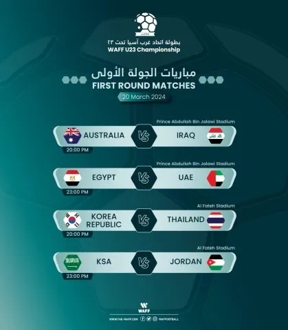 نتائج قرعة بطولة غرب آسيا تحت 23 عاماً (WAFF) ون ون winwin