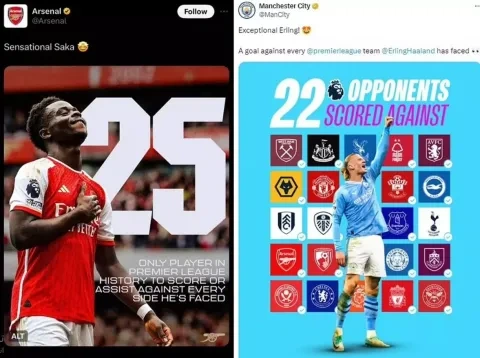معركة ساخرة بين مانشستر سيتي وأرسنال عبر منصات التواصل الاجتماعي (sportbible.com) ون ون winwin