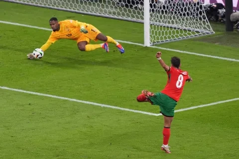 تصدي حاسم من حارس فرنسا مايك ماينان أمام برونو فيرنانديز في ربع النهائي 