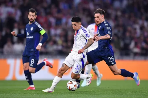 من مباراة ليون واليونايتد