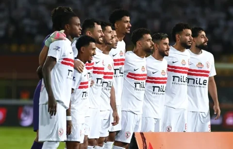 فريق الزمالك خلال مباراة فاركو التي فاز بها واعتلى الصدارة