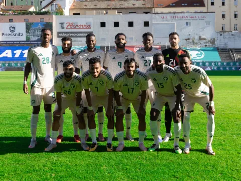 المنتخب السعودي قبل المباراة الودية أمام مقدونيا الشمالية